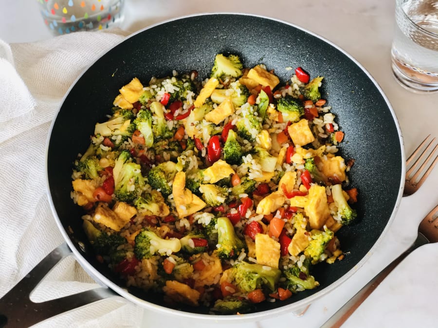 Arroz salteado con verduras
